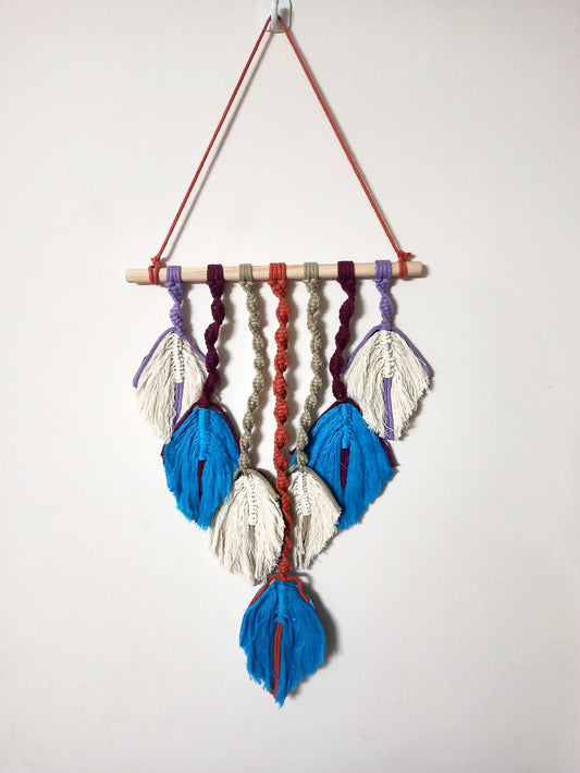 Multicoloured leaves Macrame wall hanging