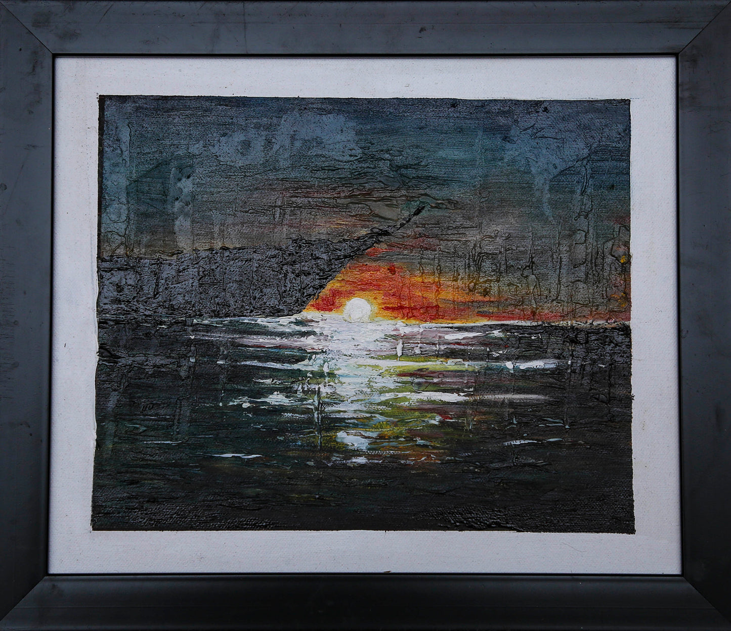 Sunset painting oil paint, landscape, indian terrain