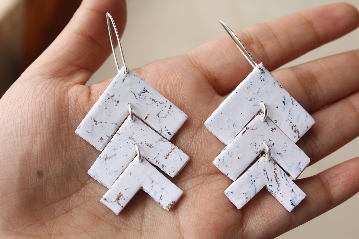 Chevron earrings danglers handmade