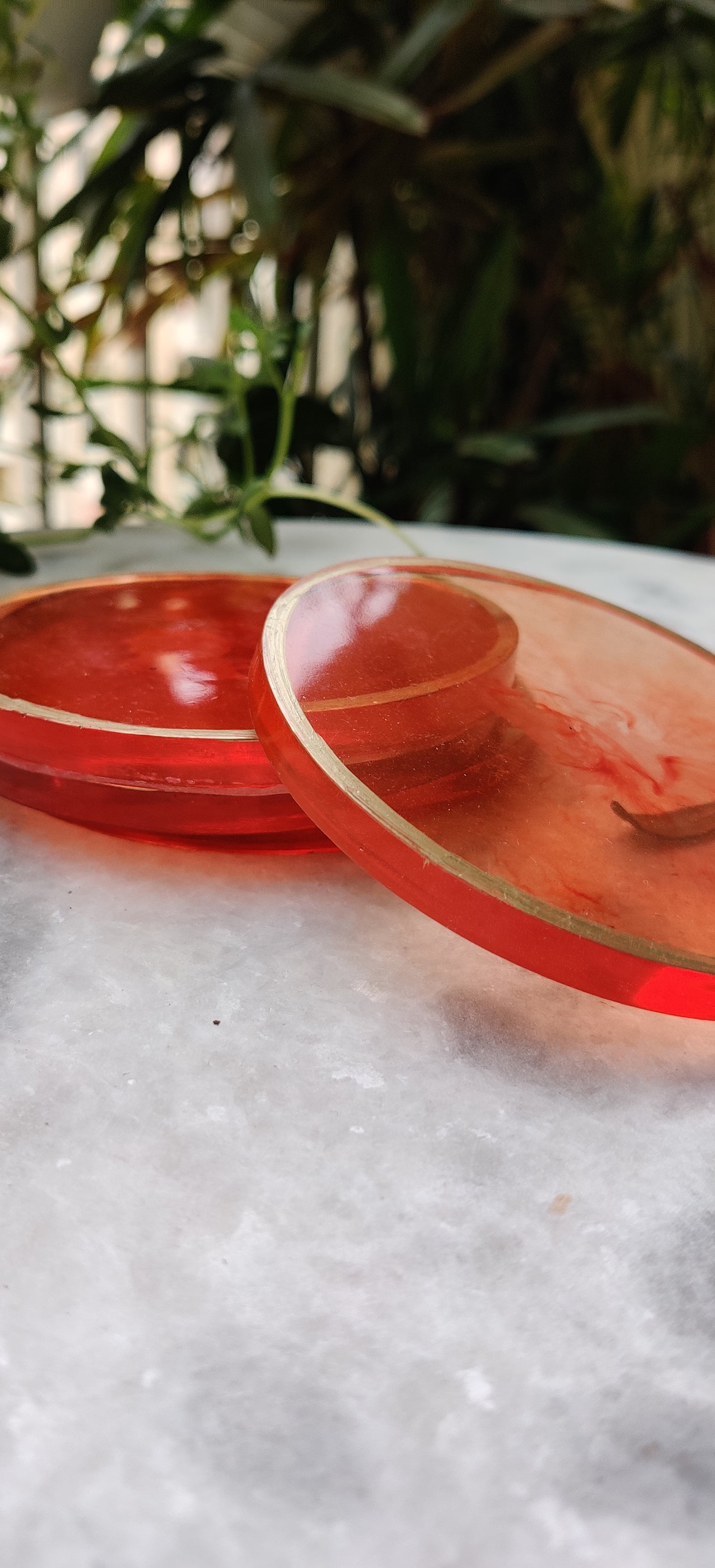 Tangerine Crystal Effect Luxe coasters