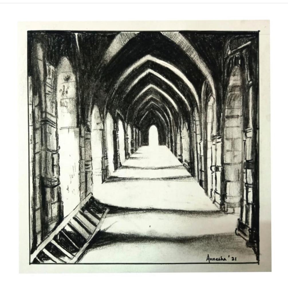 Charcoal and paper art handmade sketch brustro paper