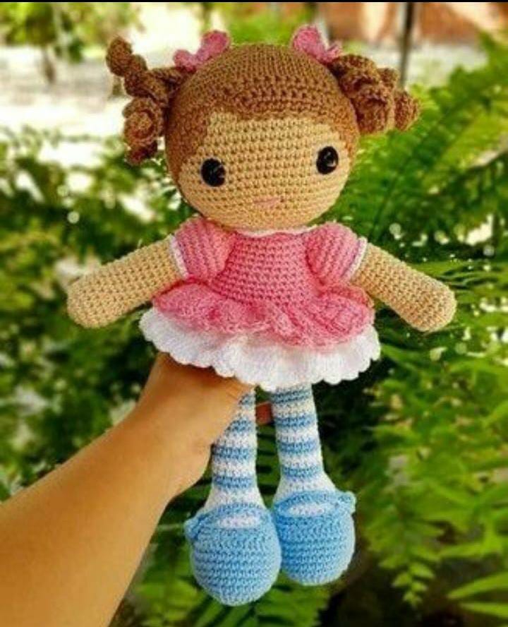 Doll with pigtails plushy, soft toy