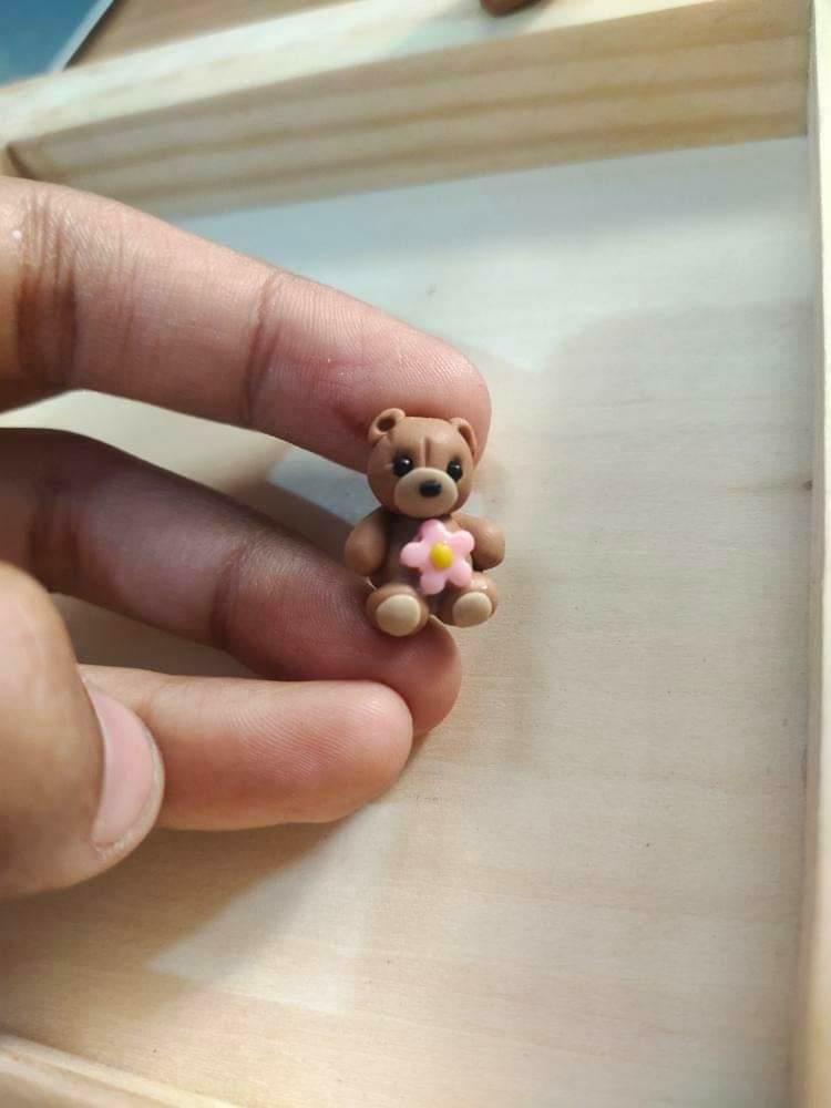 Miniature bear figure keychain