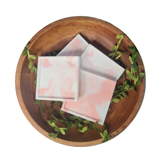 White and Pink Marble effect coasters