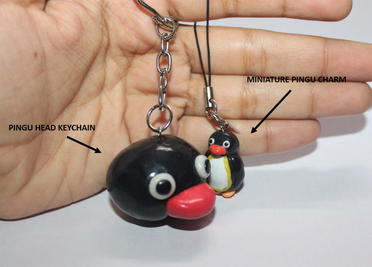 Pingu/ Pingu head/ Miniature Pingu/ Penguin keychain