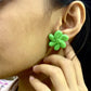 Ariana Grande inspired flower earrings, studs, green floral earrings, positions earrings