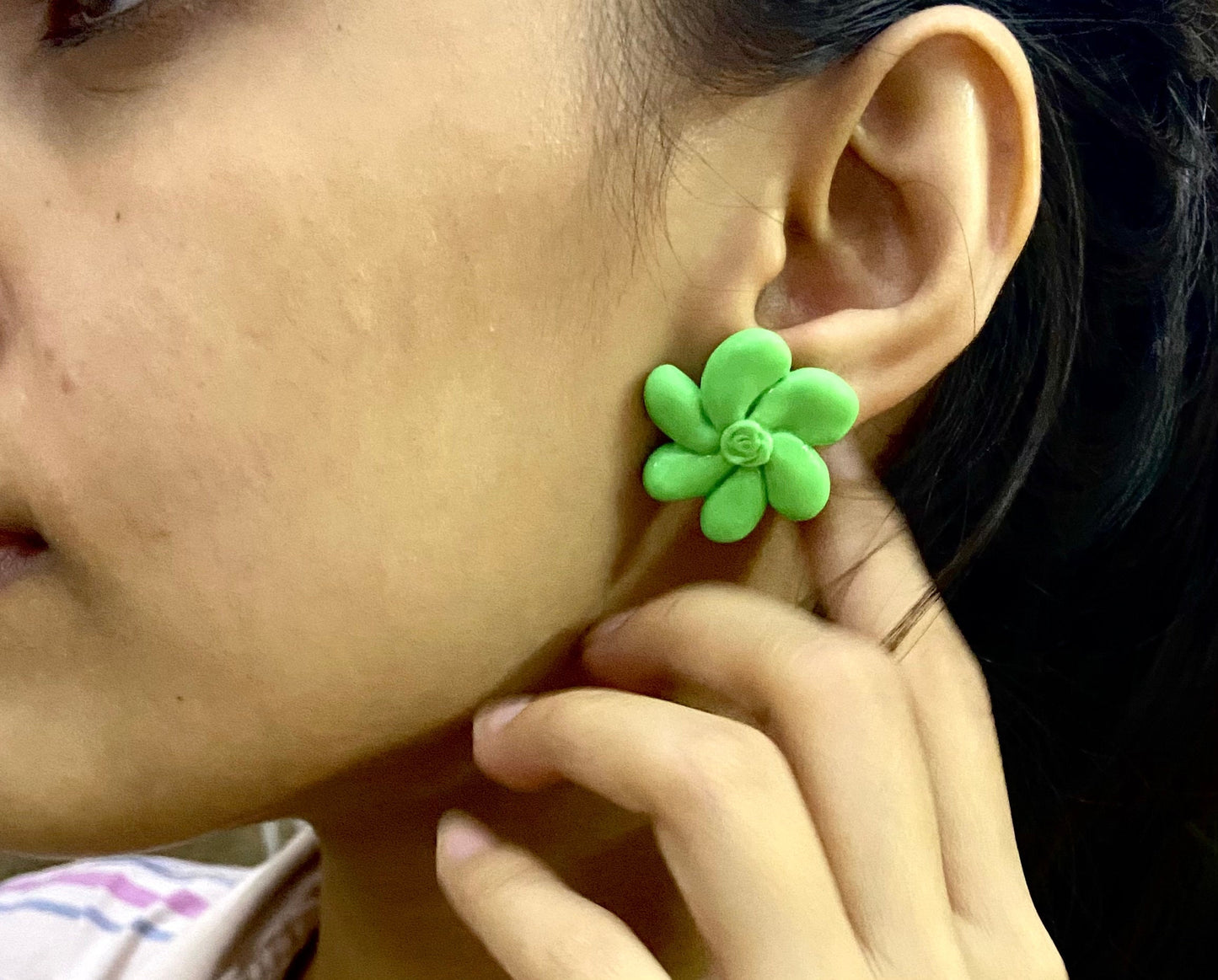 Ariana Grande inspired flower earrings, studs, green floral earrings, positions earrings